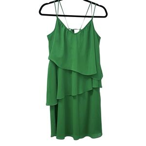 Lauren Ralph Lauren Kelly Green Tiered Georgette Dress Size 10 Holiday Party